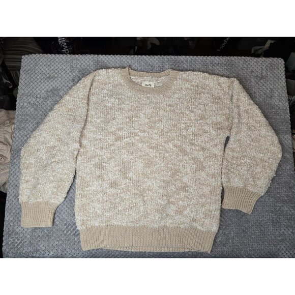 MATE‎ The Label Alpaca Pima Cotton Sweater L Cream Loop Knit Ethical Undyed Boho - Picture 3 of 8
